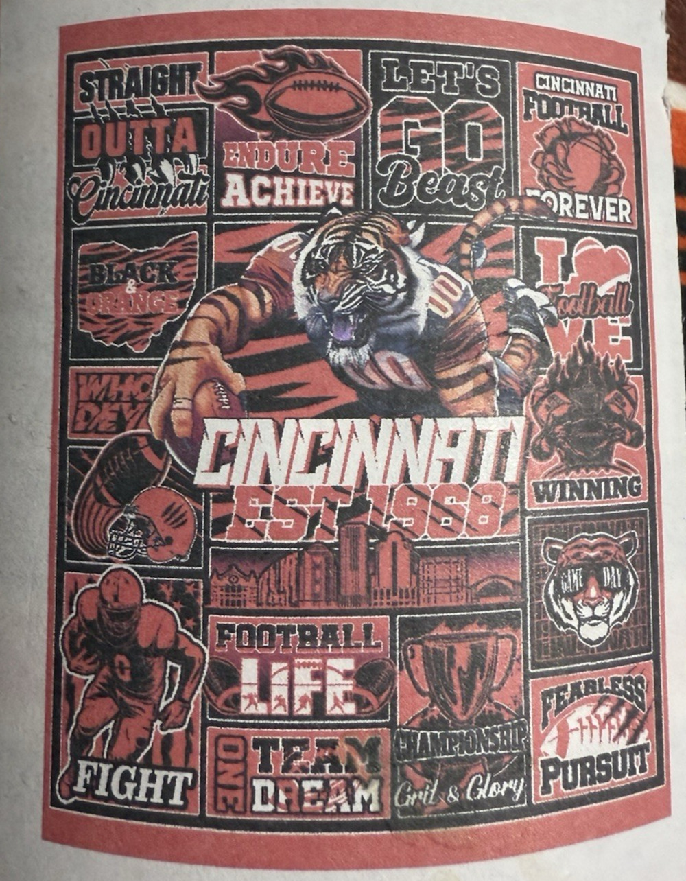 Cincinnatti Bengals Football City Soft Fleece Throw Blanket 50” X 60”